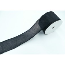 2.5 Inch Black Faux Burlap Ribbon With Wired Edges, 10 Yards (Lot of 1 Spool) SALE ITEM